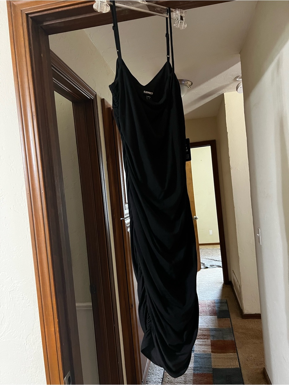 Express Black Draped Cowl Maxi Slip Dress